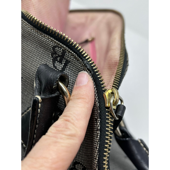 Dooney & Bourke Gray Monogram Canvas Leather Dome Satchel Bag Large - Picture 13 of 16